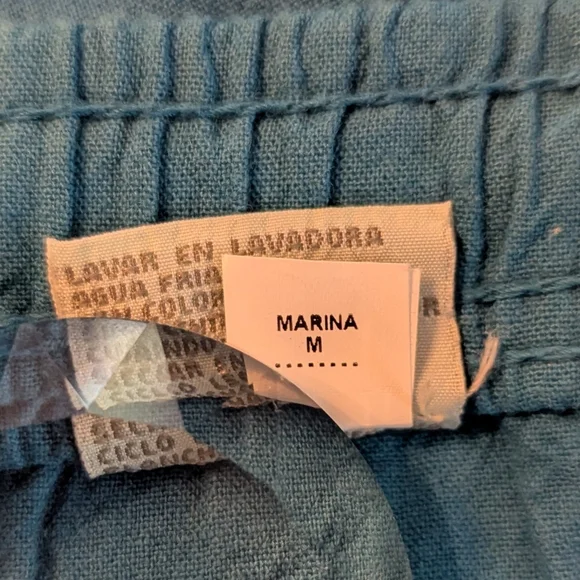 Erika Blue High Rise Cotton Pull On Wide Leg Capri Cropped Pants Women's Medium - Picture 9 of 9